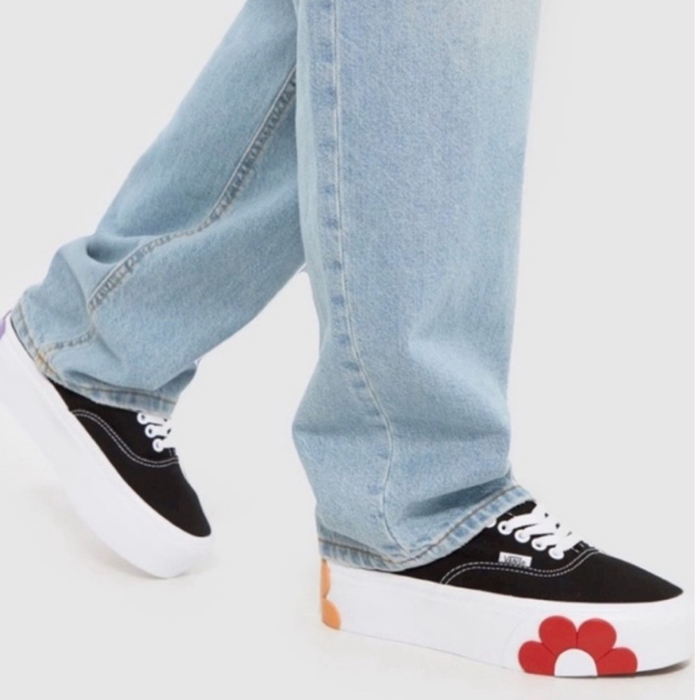 Black and White Platform Sneakers with Orange Detail